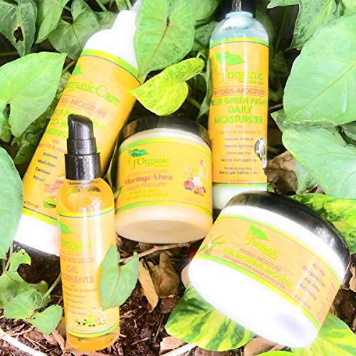 J'Organic Solutions (hecho a mano) Hidra-Moisture Day Moringa-Shea yogur para el cabello para niños y adultos con cabello extremadamente seco
