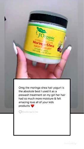 J'Organic Solutions (hecho a mano) Hidra-Moisture Day Moringa-Shea yogur para el cabello para niños y adultos con cabello extremadamente seco