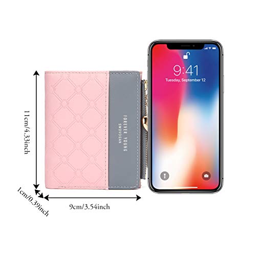 JOSEKO Cartera Mujer Pequeña, Billetera Corta de Las Señoras Titular de la Tarjeta Monedero Lindo Multi-Ranuras Bolse Cuero PU Delgado con Borlas en Forma de Corazón Colgante de Regalo Señoras Niñas