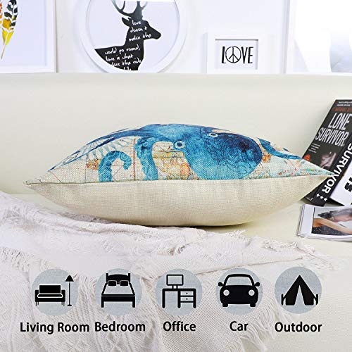 JOTOM Funda de Almohada de Lino de algodón Suave sofá Funda de cojín del Coche decoración de la Cama 45 x 45 cm, Juego de 4 (Animal Marino 2)