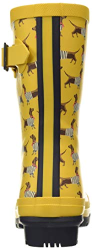 Joules Molly Welly, Botas de Lluvia para Mujer, Perro Salchicha Amarilla, 39 EU