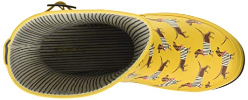 Joules Molly Welly, Botas de Lluvia para Mujer, Perro Salchicha Amarilla, 39 EU