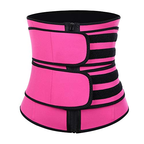Joyce Hugh - Corsé deportivo de doble capa de compresión abdominal para pérdida de peso, para controlar la barriga, quemador de grasa, faja para gimnasio, entrenamiento, yoga, deporte Rosa/rojo Small