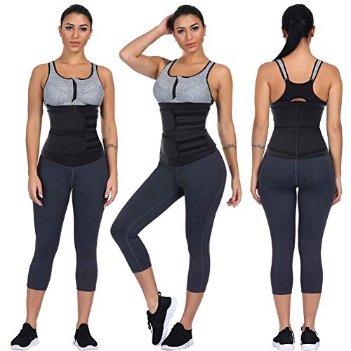 Joyce Hugh - Corsé deportivo de doble capa de compresión abdominal para pérdida de peso, para controlar la barriga, quemador de grasa, faja para gimnasio, entrenamiento, yoga, deporte Rosa/rojo Small