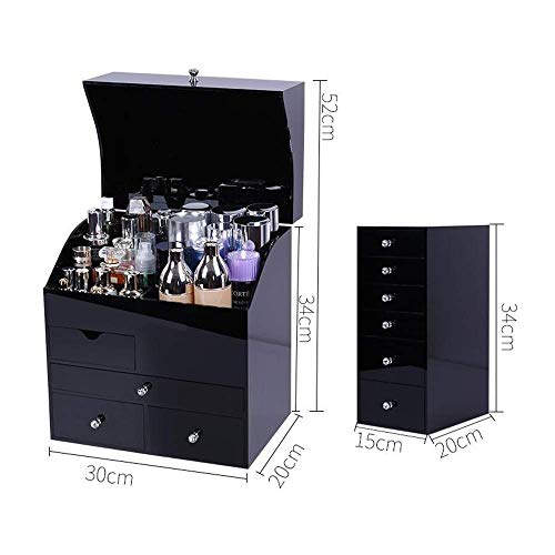 Joyería de la joyería mujeres de la caja regalo de cumpleaños casado almacenamiento de cosmética organizador del cajón de joyas caja de caja de los maleta fácil de llevar Color: Negro, Tamaño: Un tama