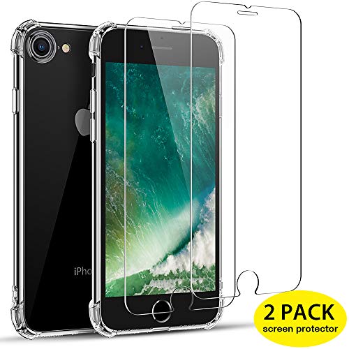 Joyguard Diseño para Funda iPhone SE 2020 con 2 Protector de Pantalla, Compatible con Funda iPhone 8 Transparente Funda iPhone 7 Silicona Funda iPhone SE 2020 - 4.7 Pulgada Transparente