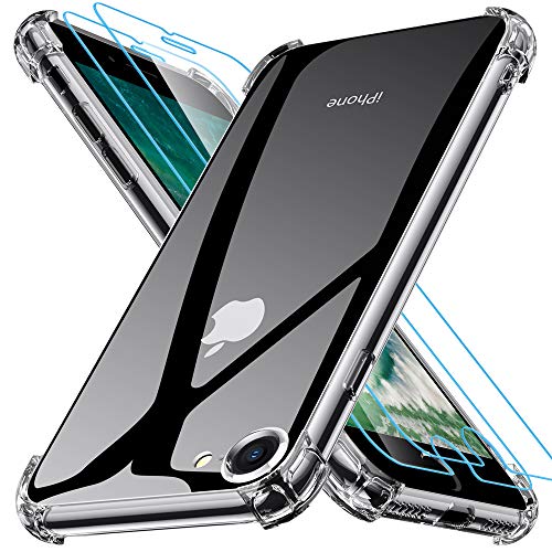 Joyguard Diseño para Funda iPhone SE 2020 con 2 Protector de Pantalla, Compatible con Funda iPhone 8 Transparente Funda iPhone 7 Silicona Funda iPhone SE 2020 - 4.7 Pulgada Transparente