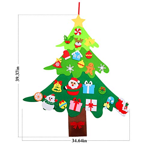 Joyibay Árbol de Navidad de Fieltro Árbol de Navidad de Bricolaje Artificial con Adornos Desmontables para niños Accesorios de decoración navideña