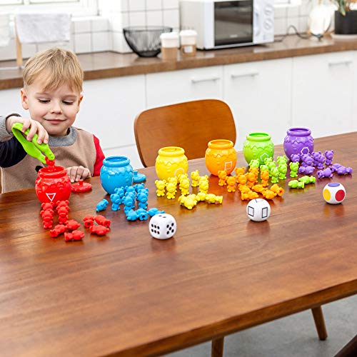 JOYIN Play-Act Infantil Juguetes Montessori 72pcs Osos Colores y 6 Latas de Abeja Juguetes Educativos