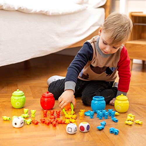 JOYIN Play-Act Infantil Juguetes Montessori 72pcs Osos Colores y 6 Latas de Abeja Juguetes Educativos