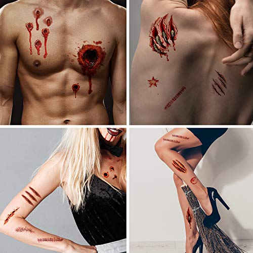 Joyjoz 170× Halloween Tatuajes Temporales de niña, niño, mujer, hombre, Pegatinas de Cara Sangre Falsa para Decoraciones de Carnaval Fiesta Cosplay