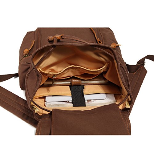 Joymoze Mochila de Lona Vintage para Hombres y Mujeres, Mochila Casual y Mochila para la Escuela marrón 912