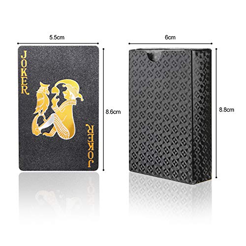 joyoldelf Baraja Poker Plastico Negro - Playing Cards Poker Mágico Impermeables, Juego de Cartas Fiestas y Juegos