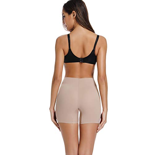 Joyshaper - Pantalones cortos antirozaduras para mujer y niña, talla grande, para debajo del vestido de falda sin costuras, pantalones de seguridad, calzoncillos lisos, pantalones cortos Beige beige L