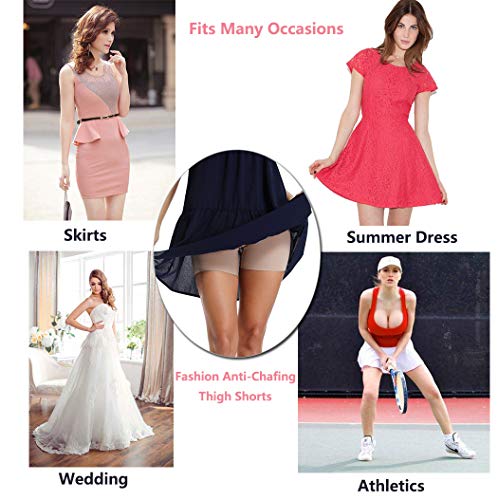 Joyshaper - Pantalones cortos antirozaduras para mujer y niña, talla grande, para debajo del vestido de falda sin costuras, pantalones de seguridad, calzoncillos lisos, pantalones cortos Beige beige L