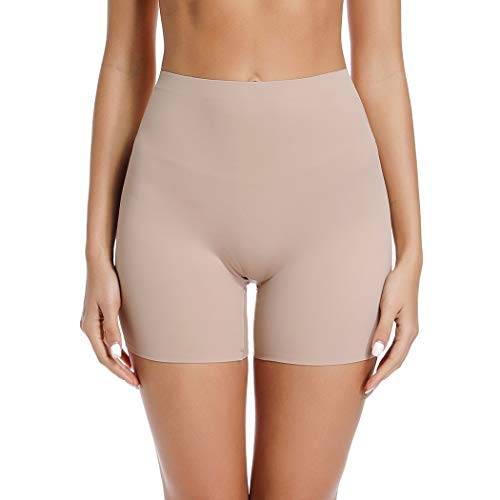 Joyshaper - Pantalones cortos antirozaduras para mujer y niña, talla grande, para debajo del vestido de falda sin costuras, pantalones de seguridad, calzoncillos lisos, pantalones cortos Beige beige L