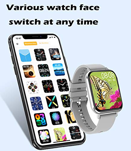 jpantech Smartwatch, Reloj Inteligente Mujer Hombre IP68 con Pulsómetro, 1.78 Inch Smartwatch Presión Arterial Monitor de Sueño GPS Podómetro Pulsera Actividad Inteligente Compatible con iOS y Android