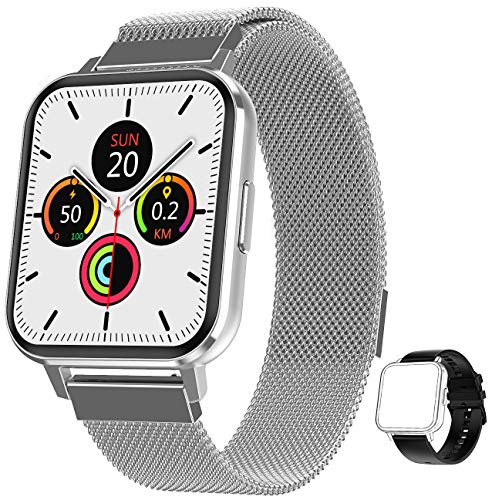 jpantech Smartwatch, Reloj Inteligente Mujer Hombre IP68 con Pulsómetro, 1.78 Inch Smartwatch Presión Arterial Monitor de Sueño GPS Podómetro Pulsera Actividad Inteligente Compatible con iOS y Android