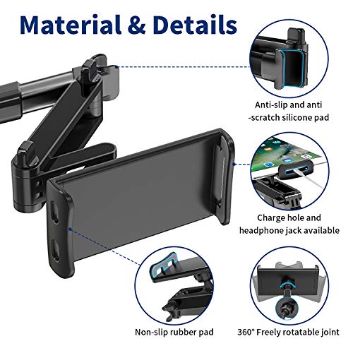 JPARR Soporte Tablet Coche,Soporte Reposacabezas Automóvil Telescópico Universal,Soporte de Coche Que Puede Giratorio 360 °,Compatible con Smartphone,Tableta,Kindle und Nintendo de 4~11"