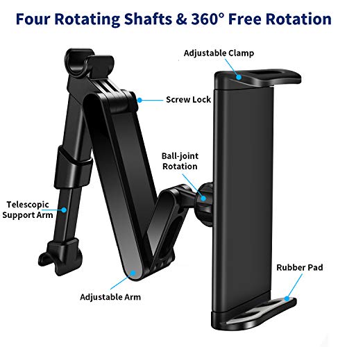 JPARR Soporte Tablet Coche,Soporte Reposacabezas Automóvil Telescópico Universal,Soporte de Coche Que Puede Giratorio 360 °,Compatible con Smartphone,Tableta,Kindle und Nintendo de 4~11"