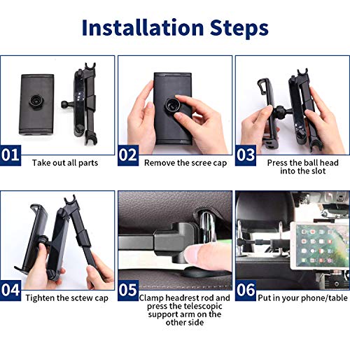 JPARR Soporte Tablet Coche,Soporte Reposacabezas Automóvil Telescópico Universal,Soporte de Coche Que Puede Giratorio 360 °,Compatible con Smartphone,Tableta,Kindle und Nintendo de 4~11"