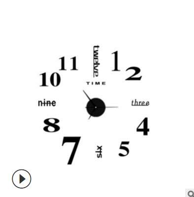 JPYH 3D DIY Reloj de Pared Silencioso Espejo de Acrílico sin Marco Efecto de Reloj de Pared Pegatina de Pared Decoración Ideal para la Casa Oficina Hotel Restaurante (Negro)
