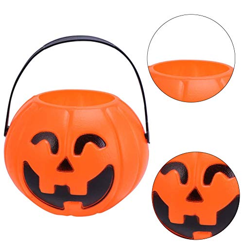 JPYH 4 Piezas Cubo de Calabaza de plástico de Halloween，niños Barril del Caramelo Fiesta Conteniotre de Dulces para Halloween Accesorios Decoraciones