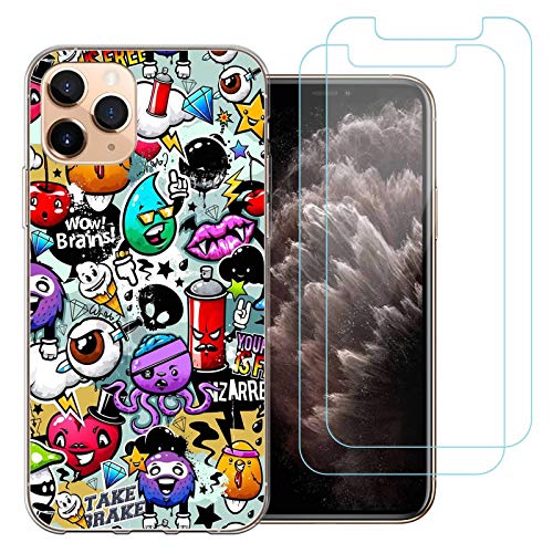 jrester Funda para iPhone 11 Pro, Animal 438 Transparente Silicona Smartphone Cascara Protectora para iPhone 11 Pro 5.8'' con Dos Pelicula Protectora Vidrio Templado