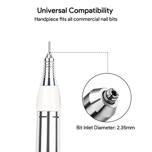 JSDA Torno Para Uñas Profesional 30000 RPM con Pedal – Potente Set de Manicura y Pedicura con Fresas Para Retirar Esmalte y Callos, Empujar Cutículas, Limar – Bajo Nivel de Ruido y Vibración – Blanco