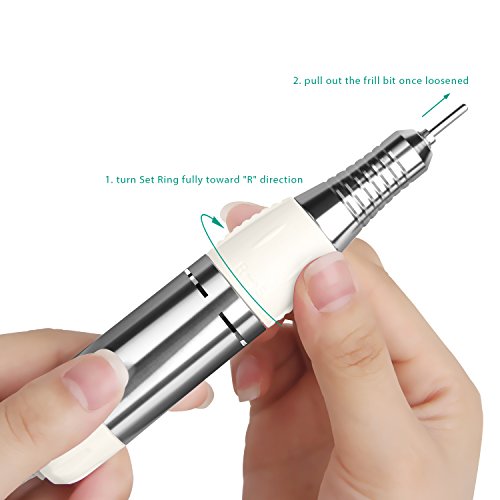 JSDA Torno Para Uñas Profesional 30000 RPM con Pedal – Potente Set de Manicura y Pedicura con Fresas Para Retirar Esmalte y Callos, Empujar Cutículas, Limar – Bajo Nivel de Ruido y Vibración – Blanco