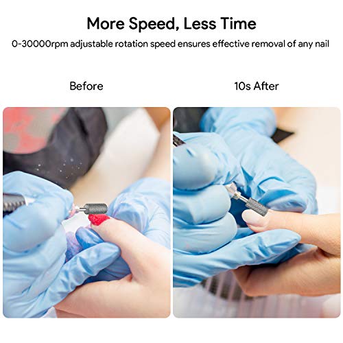 JSDA Torno Para Uñas Profesional 30000 RPM con Pedal – Potente Set de Manicura y Pedicura con Fresas Para Retirar Esmalte y Callos, Empujar Cutículas, Limar – Bajo Nivel de Ruido y Vibración – Blanco