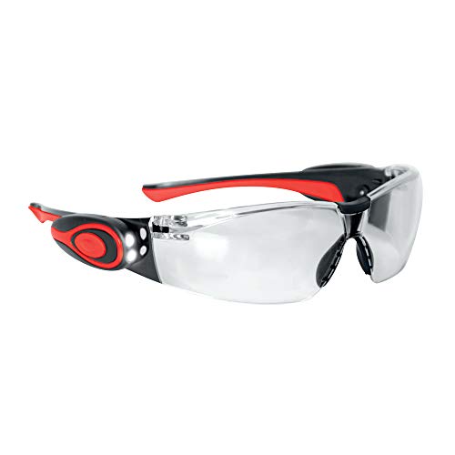 JSP ASA106-121-300 Stealth 8000 - Gafas de trabajo antivaho con linterna led (marco transparente)