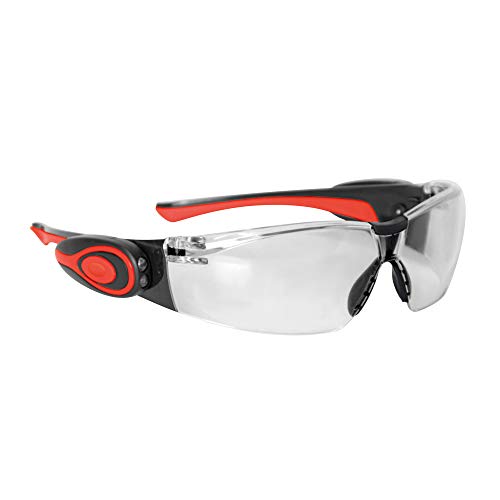 JSP ASA106-121-300 Stealth 8000 - Gafas de trabajo antivaho con linterna led (marco transparente)