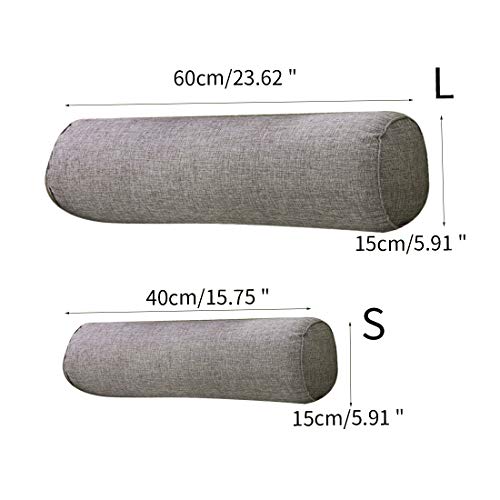 Jubang Almohada Cilíndrica Ergonómica Almohada Cervical Almohada de Cuello Espalda Lumbar Almohada Cojín para Sofa Cama Coche Dormir Gris S,40 * 15cm