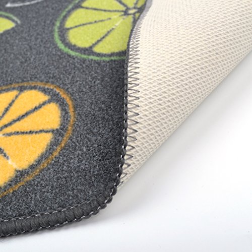 Jubang Juego de 2 Alfombras de Cocina Antideslizantes, Alfombrillas de Cocina de Poliéster Lavables Felpudos Cocina Dormitorio Baño Antifatiga Limón