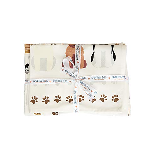 Juego de 2, a Juego Paño de Cocina y Bolsa de la Compra Reutilizable, Diseño de Perros, regalo para los Amantes de los Perro