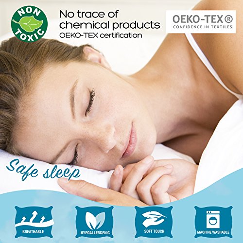 Juego de 2 Almohadas Ajustables (50 x 70 cm), Sin Productos Químicos (OEKO-TEX) con Bolsa de Almacenamiento y Cremallera - 2 x Almohada Cervical Adaptado - Todo Tipos de Dormilones - Garantía 3 Años