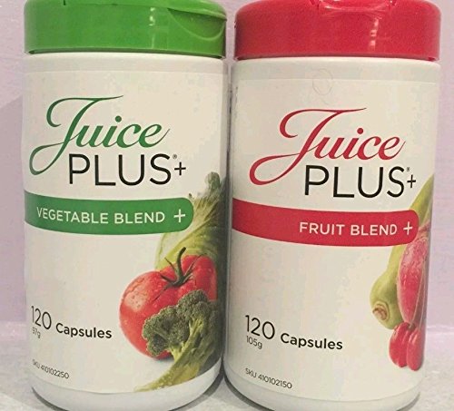 Juego de 2 botes de suplemento Juice Plus+ con 120 cápsulas de mezcla de frutas y verduras