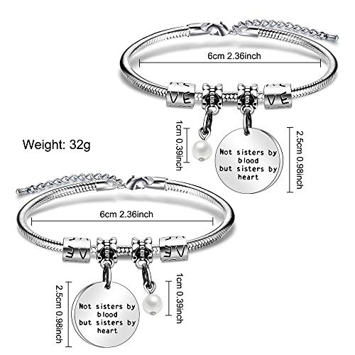 Juego de 2 pulseras para hermanas con diseño de serpiente no hermana por sangre pero hermana por corazón, para niñas y amigos, cumpleaños de Navidad (392)