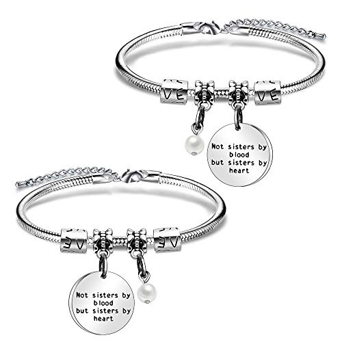 Juego de 2 pulseras para hermanas con diseño de serpiente no hermana por sangre pero hermana por corazón, para niñas y amigos, cumpleaños de Navidad (392)
