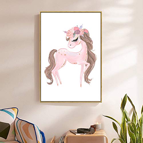 Juego de 3 Láminas Niñas Cuadros 30x40 Decoracion Infantiles Bebe Rosa Unicornio Lienzo Pósteres Pared Decoración Habitación Dormitorio Nordico Regalo DIN A3 Sin Marco BDR