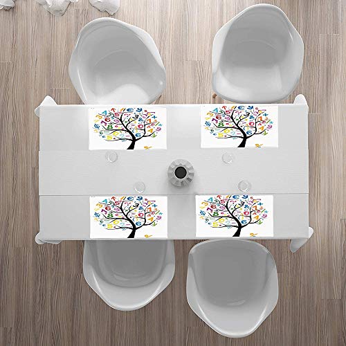 Juego de 4 Manteles Individuales,Antideslizantes, Decoración de aula de matemáticas, árbol de ar,Manteles Individuales Lavables Salvamanteles Individuales Resistentes para la Mesa de Comedor de Cocina