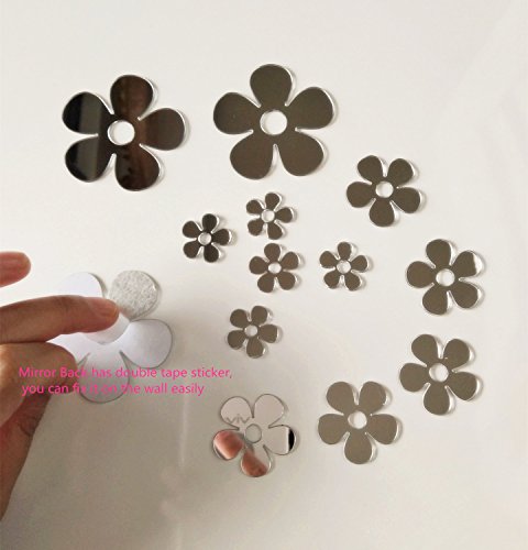 Juego de 50 Pegatinas para Espejo de Flores pequeñas, Diferentes tamaños, para decoración de guardería, Manualidades y álbumes de Recortes, Piezas de Espejo