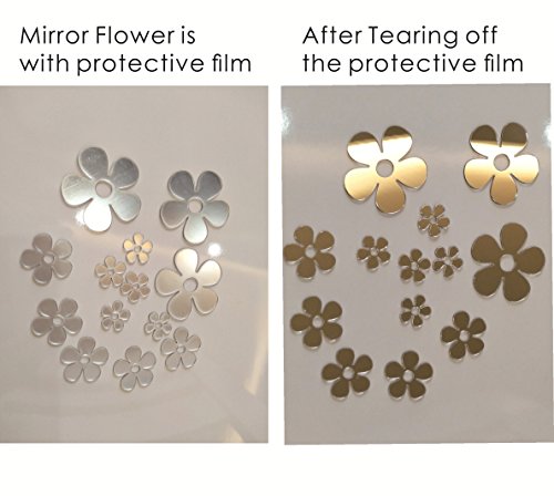 Juego de 50 Pegatinas para Espejo de Flores pequeñas, Diferentes tamaños, para decoración de guardería, Manualidades y álbumes de Recortes, Piezas de Espejo