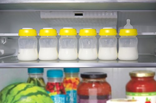 Juego de 6 botellas de leche materna con tapas a prueba de fugas por Max Strength Pro, 180 ml, botellas reutilizables de cuello ancho para la colección de leche materna y de almacenamiento, sin BPA