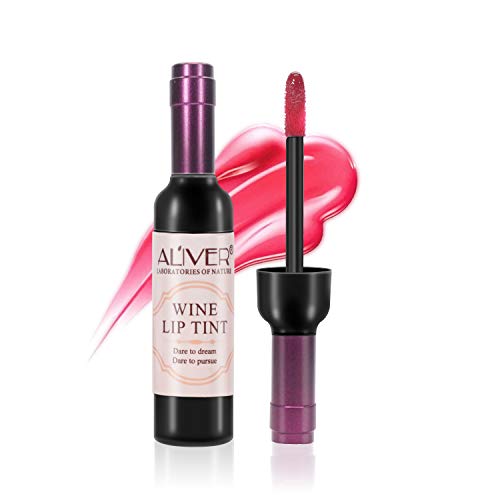 Juego de 6 botellas de vino brillo de labios Tint resistente al agua Lippenstift tono, duradero beso de prueba, no Stick Taza brillo Pintalabios