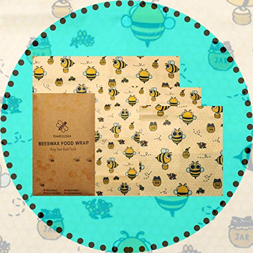 Juego de 6 envoltorios de cera de abeja | Envoltura sandwich | Ecológico, Orgánico, Biodegradable, Lavable, Reutilizable | Bocadillo grande