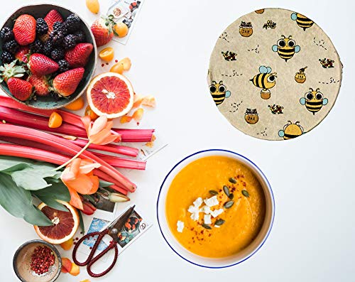 Juego de 6 envoltorios de cera de abeja | Envoltura sandwich | Ecológico, Orgánico, Biodegradable, Lavable, Reutilizable | Bocadillo grande