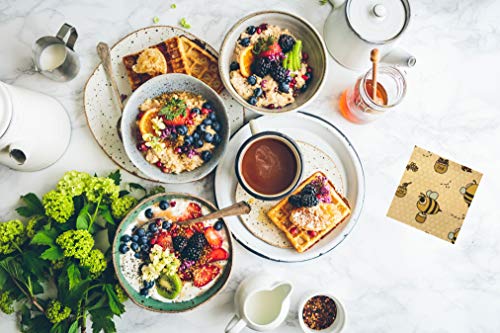 Juego de 6 envoltorios de cera de abeja | Envoltura sandwich | Ecológico, Orgánico, Biodegradable, Lavable, Reutilizable | Bocadillo grande