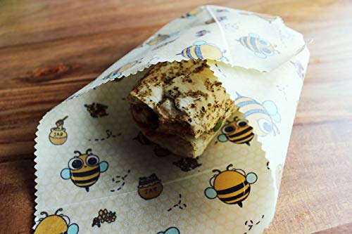 Juego de 6 envoltorios de cera de abeja | Envoltura sandwich | Ecológico, Orgánico, Biodegradable, Lavable, Reutilizable | Bocadillo grande